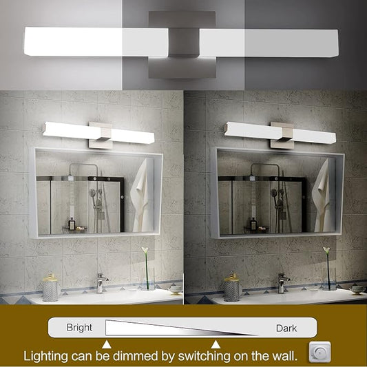 LED Vanity Light 24.2" Frosted White Acrylic Brushed Nickel for Bathroom Vanity Lighting Fixtures Cool White 6000K