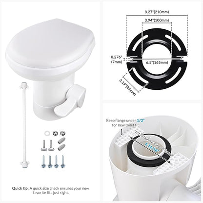 Yescom 2 Packs RV Camper Gravity Flush Toilets Elongated 20" High Profile | Foot Pedal for Motorhome Caravan Travel Trailer HDPE Portable Restroom Toilet Fits for Marine