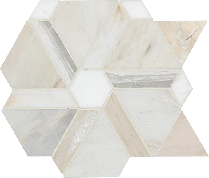 MSI Angora Floralis 11 in. x 12 in. Polished Marble Mosaic Floor and Wall Tile for Bathroom, Kitchen Backsplash, Accent Wall Tile, and Shower Wall Tile
