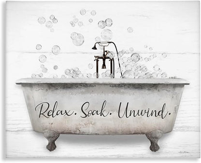 Stupell Industries Bathtub Bubbles Bathroom, 16 x 20 Inch Canvas Wall Art | Stupell Industries · By Lori Deiter · Ready to hang · Calm bath and laundry charm · Made in USA