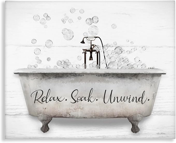 Stupell Industries Bathtub Bubbles Bathroom, 30 x 40 Inch Canvas Wall Art | Stupell Industries · By Lori Deiter · Ready to hang · Calm bath and laundry charm · Made in USA