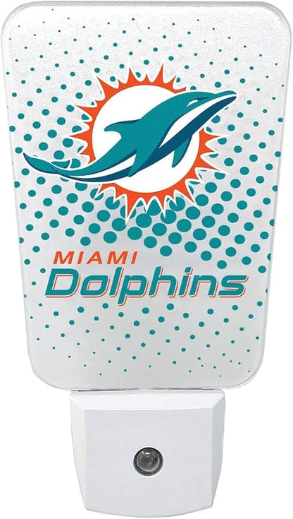 Party Animal NFL Team LED Night Light, Miami Dolphins | Energy-efficient LED light with auto-sensor & 3 light settings; Slim 5-inch design fits standard outlets for indoor use