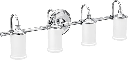 Moen YB6464CH Belfield 4-Light Dual-Mount Bath Bathroom Vanity Fixture with Frosted Glass, Chrome