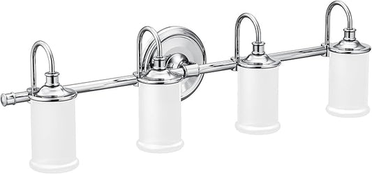 Moen YB6464CH Belfield 4-Light Dual-Mount Bath Bathroom Vanity Fixture with Frosted Glass, Chrome