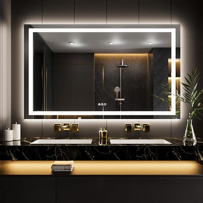 LOAAO 55"X40" LED Bathroom Mirror with Lights, UL Listed | Anti-Fog, Dimmable, 3 Color Temperature, Backlit + Front Lit, Memory Function, Tempered Glass