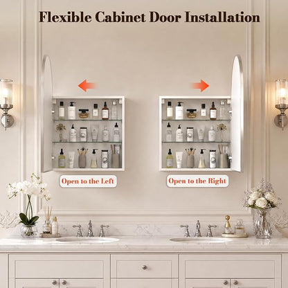 FKWin Medicine Cabinet Mirror for Bathrooms, Wall Mount Storage 20x30 inch | Bathroom Mirror with Storage, Modern Bathroom Style, Adjustable Shelves, Reversible Door, Space-Saving Design