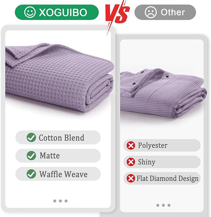 Waffle Weave Shower Curtain - Lavender Cotton Fabric Texture Heavyweight Shower Curtains for Bathroom,Washable,72Wx72L