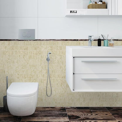Vamos Tile 100-Piece Peel and Stick Backsplash Seamless Tile,3''x6'' Textured Beige Travertine with White Grout PVC Subway Tile,Stick on Backsplash for Kitchen/Bathroom/Laundry Room