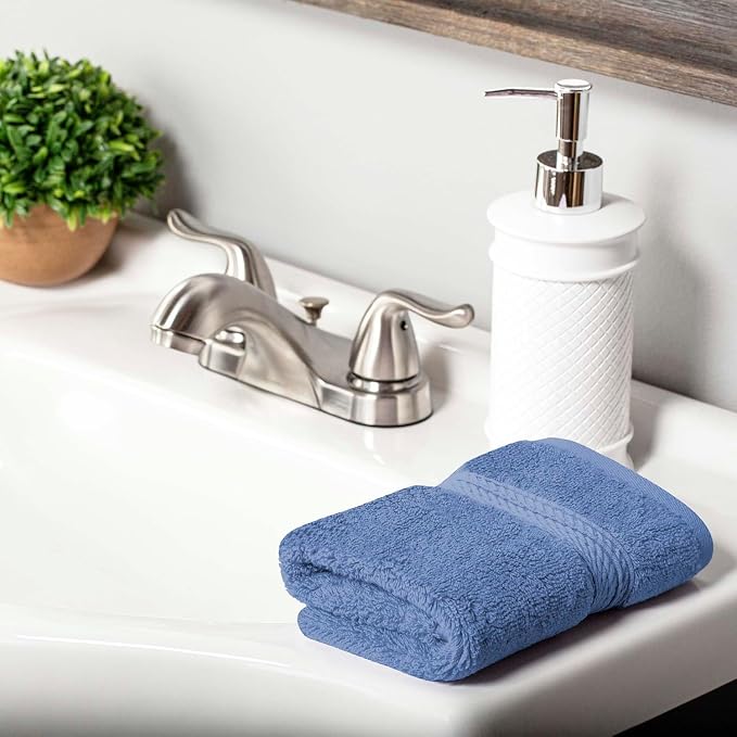 SUPERIOR Egyptian Cotton Plush & Absorbent, Face Towel Set of 6, Denim Blue | Quick Dry, Soft Luxury Towel Set, Bath Essentials for Bathroom, Guest Bath, Spa, 2 Piece Face, Madeline Towels