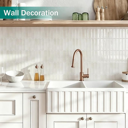 10-Sheet Peel and Stick Backsplash White Stick on Tile, Thick Self-Adhesive Wall Panels for Bathroom Vanity, Coffee Bar & Accent Walls (Light Beige)