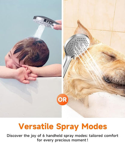 10 Inch Rainfall Shower Head with Handheld Combo and Extension Arm | Large rainfall shower head set with handheld sprayer, 11 inch adjustable arm, 59 inch hose, standard 1/2 inch wall connection