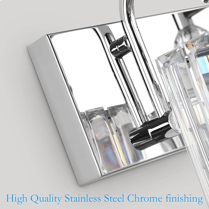Ralbay Modern Crystal Bathroom Vanity Light 5 Light 40''Chrome Vanity Lighting Over Mirror Bathroom Wall Lighting Fixtures