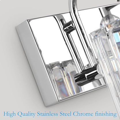 Ralbay Crystal Vanity Light 6 Light 48''Modern Chrome Bathroom Vanity Lighting Over Long Mirror Crystal Bathroom Wall Lighting Fixtures