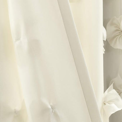 Lush Decor Riley Light Filtering Window Curtain Panel, Single 54" W x 84" L, Ivory - Cute Curtains for Bedroom - Bow Decor - Coquette Curtains for Windows