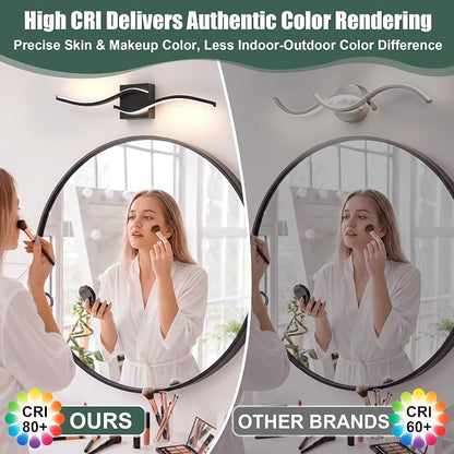 LED Bathroom Vanity Light 5CCT 32in, Black | 2700K-6500K selectable, CRI>80, rust-proof metal & acrylic, ETL certified, for bathroom mirrors, washrooms, vanity areas