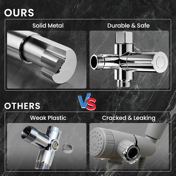 Veken Multi-Function Rain Shower Head with Handheld, High Pressure, Square | Rainfall Showerhead, Dual Shower Heads Combo, 5-mode Detachable Hand Held Spray with Hose, regaderas para shower, Chrome