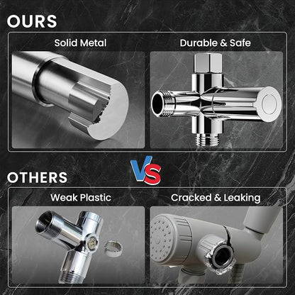 Veken Multi-Function Rain Shower Head with Handheld, High Pressure, Square | Rainfall Showerhead, Dual Shower Heads Combo, 5-mode Detachable Hand Held Spray with Hose, regaderas para shower, Chrome