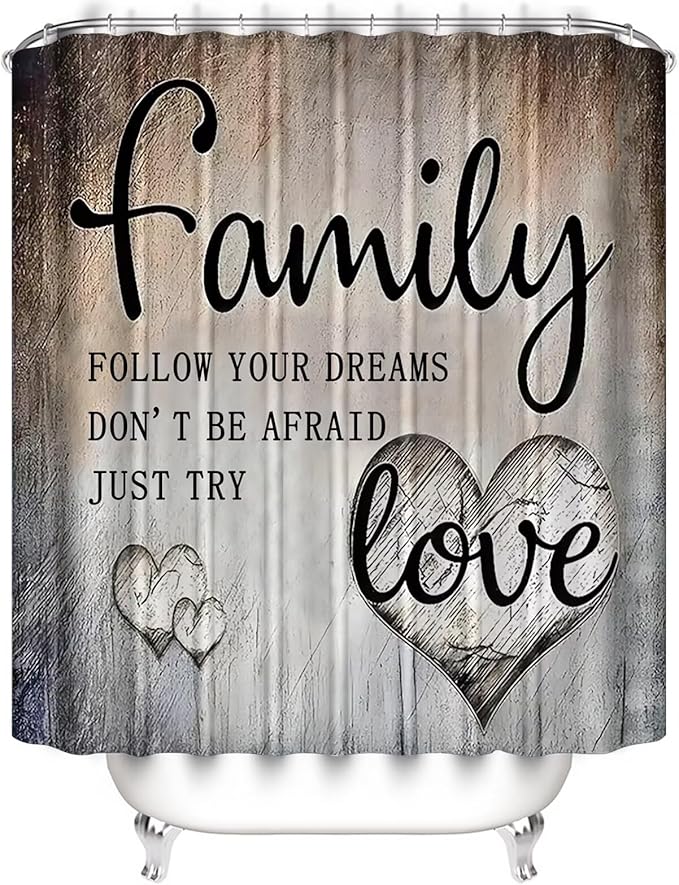AZHM Inspirational Motivational Shower Curtain Set for Bathroom 4 Pcs Black Bathroom Accessory Decor Sets with Shower Curtain and Rugs