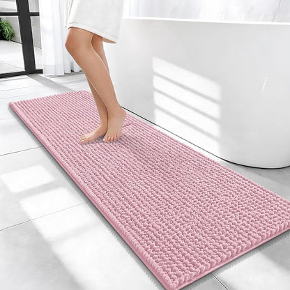 OLANLY Thick Chenille Bathroom Runner Rugs Mats 47x17, Dusty Rose | Soft Absorbent Bath Rugs, Rubber Backing, Machine Wash Dry, Bath Mats for Bathroom, Tub and Shower, Home Decor Accessories