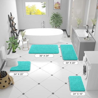 OLANLY Large Bathroom Rugs 40x32, Extra Soft Absorbent Chenille Bath Rugs | Teal, Quick-Drying Rubber Backing, Machine Washable Bath Mat for Bathroom Floor, Tub and Shower, Home Decor Accessories