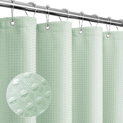 Small Stall Mint Green Fabric Shower Curtain, 36 x 72 | Narrow Half Cloth-Textured Shower Curtain for Bathroom, Water Repellent, Machine Washable