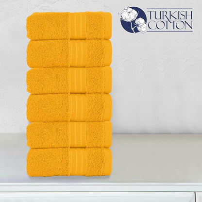 Elegant Comfort Premium Turkish Cotton 6 Pack Washcloths Set - 13 x 13 inch, Luxurious Hotel Spa Quality 100% Turkish Cotton 6PC Washcloth Set - Highly Absorbent - Soft Bathroom Towels, Orange