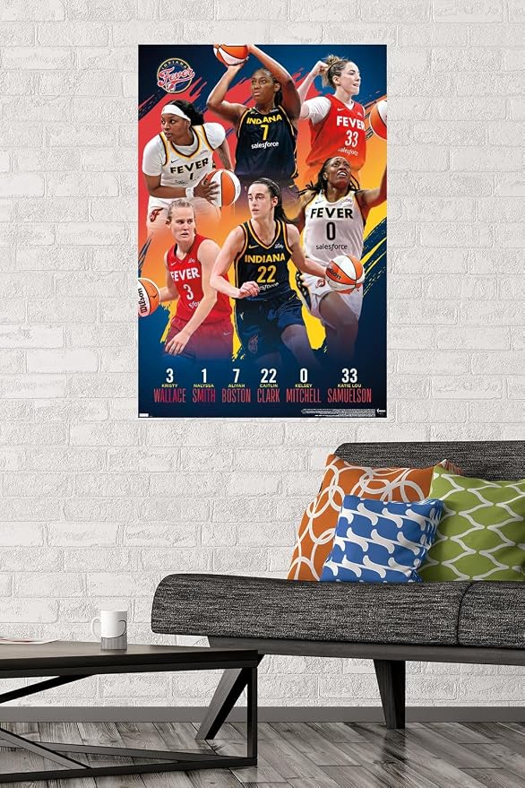 Trends International WNBA Indiana Fever -Team 24 Wall Poster, 34L x 22.4W, Premium Poster & Mount Bundle