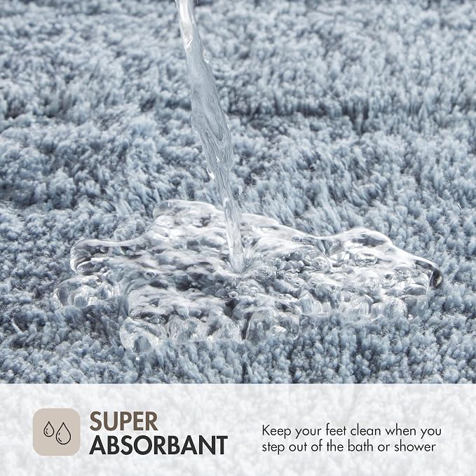 Madison Park Evan 100% Cotton Bath Runner Plush Absorbent, 24" x 72", Blue | Non-slip Backing, OEKO TEX, Luxurious Tufted Plush Bath Rug for Bathroom, Quick Dry, Spa Design Decorative for Shower Room
