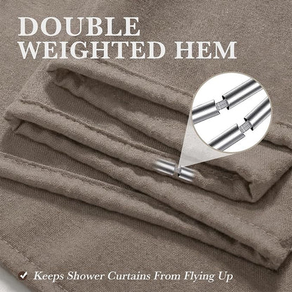 Greige Linen Shower Curtain Farmhouse Bathroom Decor 36x72 Inches | Boho Bathroom Decor,12 Sturdy Stainless Steel Sliding Hangers,Rustic Country Style,Linen Shower Curtains for Bathroom
