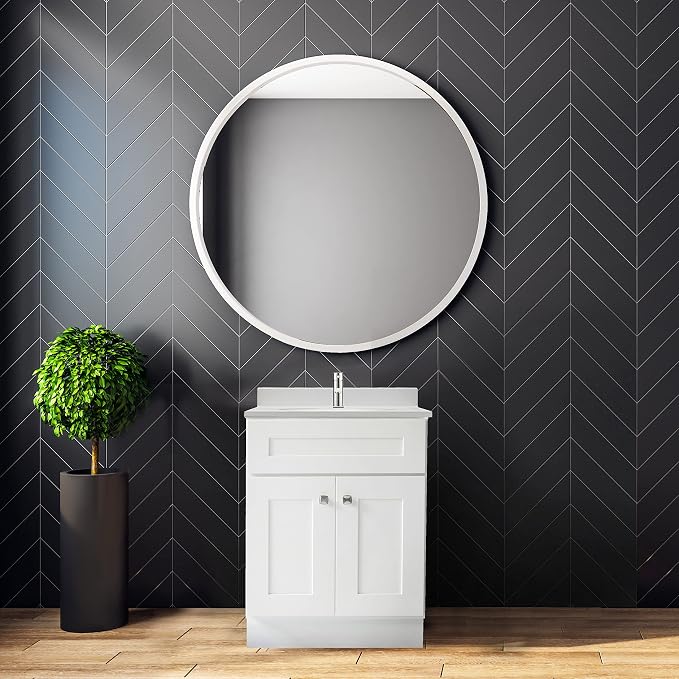 Design House Brookings Bathroom Vanity, 24", White | Adjustable Hinges, Freestanding, Contemporary/Modern, Wood, Bath, 586933