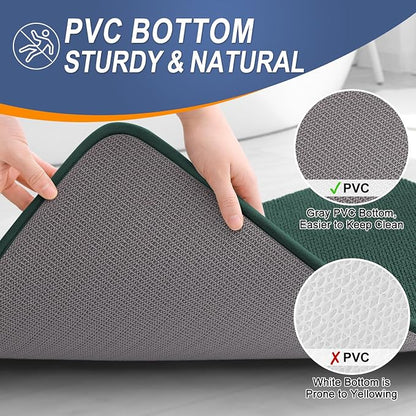 OLANLY Memory Foam Bathroom Runner Rugs 44x24, Long Mats, Blackish Green | Soft Quick Dry Bath Rugs, Non-Slip, Absorbent Machine Washable Mat for Bathroom Floor, Tub and Shower, Home Decor Accessories