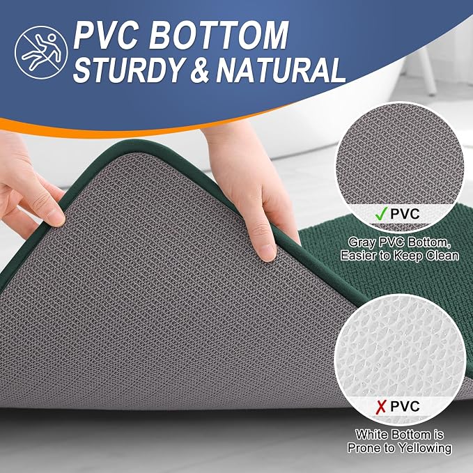 OLANLY Memory Foam Bathroom Rugs 36x24, Absorbent Bath Mat, Blackish Green | Soft Quick Dry Bath Rugs, Non-Slip, Machine Washable Carpet for Bathroom Floor, Tub and Shower, Home Decor Accessories