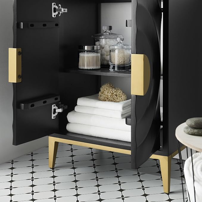 Modway Beau 24 Inch Wood Bathroom Vanity Cabinet in White Black
