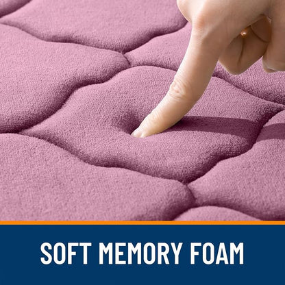 OLANLY Memory Foam Bath Mat Rug 36x24, Ultra Soft and Absorbent Bathroom Rugs, Non-Slip, Comfortable, Machine Washable Bath Carpet for Bathroom Floor, Tub, Shower and Home Decor Accessories, Mauve