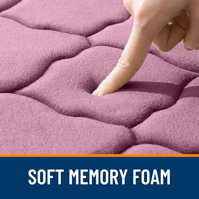 OLANLY Memory Foam Bath Mat Rug 24x16, Ultra Soft and Absorbent Bathroom Rugs, Non-Slip, Comfortable, Machine Washable Bath Carpet for Bathroom Floor, Tub, Shower and Home Decor Accessories, Mauve