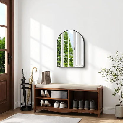 BONEWEI Arched Wall Mirror,24x30 inch Black Arched Mirror Bathroom,Vanity Mirror for Over Sink Metal Frame,Tempered Glass Arch Mirrors for Bedroom,Entryway,Living Room,Home Decor Shatter-Proof