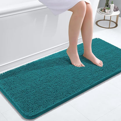 OLANLY Bathroom Runner Rugs 47x20, Extra Soft Absorbent Chenille Bath Rugs | Deep Lake, Quick-Drying Rubber Backing, Washable Long Bath Mat for Bathroom Floor, Tub and Shower, Home Decor Accessories
