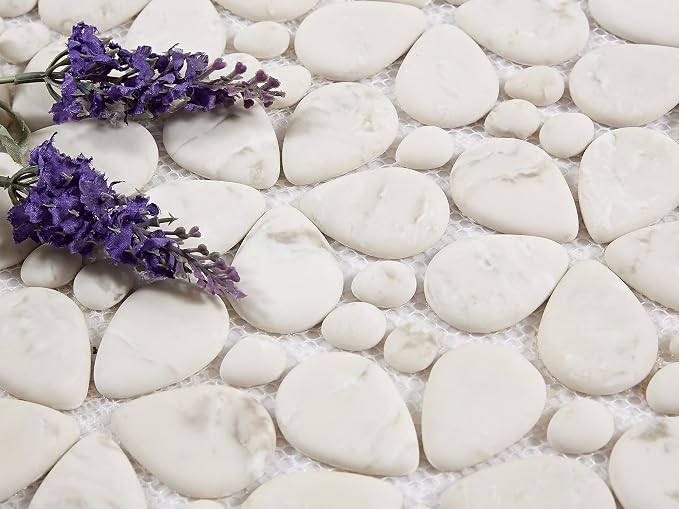 5 Sheets Beige Flowers Mosaic Tiles for Bathroom and Kitchen Wall and Floor 13.39 * 11.02 Inches 1.02 sq.ft