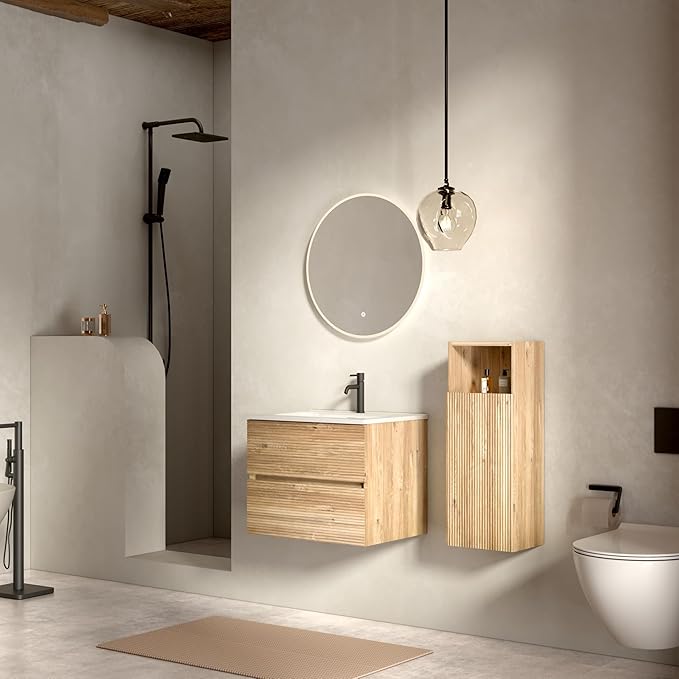 24'' Floating Bathroom Vanity with Sink Combo, Small Bathroom Cabinet with 2-Soft Close &Large Storage Drawers, for Small Space, Apartment, Hotel, Rough Oak