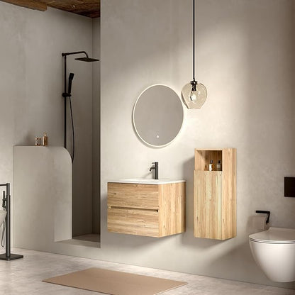 24'' Floating Bathroom Vanity with Sink Combo, Small Bathroom Cabinet with 2-Soft Close &Large Storage Drawers, for Small Space, Apartment, Hotel, Rough Oak