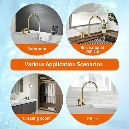 Bathroom Faucets Brushed Gold,Single Handle Brass Widespread Basin Faucet for Sink,High Arc Bathroom Sink Faucet 2 Hole,Vanity Vessel Sink Faucet Mixer Tap