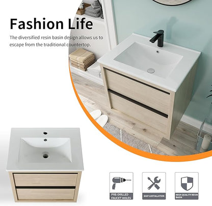 24 Inch Bathroom Vanity with Sink, Modern Bathroom Vanity Set, Single Ceramic Sink Vanities,Soft Closing Drawer and Ceramic Sink (PLO, 24 * 18)