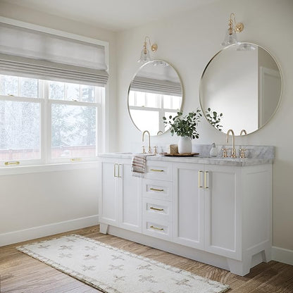ARIEL Taylor 72-inch Bathroom Vanity with Sink,Solid Wood, 0.75-inch Italian Carrara Marble Countertop, Double Rectangular Porcelain Sink, 4 Soft Closing Doors, 6 Dovetail Drawers, White