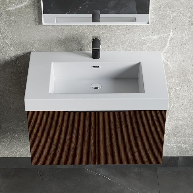 Dowell 30" Bathroom Sink,Single Bowl Vanity Basin,Rectangular Drop-In Bathroom Sink with Overflow,White-000 3018BP