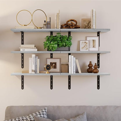 Lavish Home Floating Shelves - Set of 6 Shelves for Living Room, Kitchen, Bedroom, or Bathroom Decor - Wood Floating Shelves for Wall - Farmhouse Wall Décor (White)
