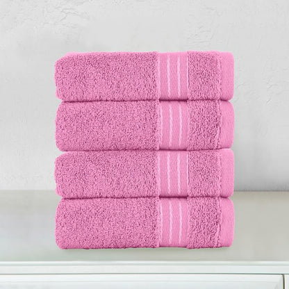 Elegant Comfort Premium Turkish Cotton 4 Pack Hand Towel Set - 16 x 28 inch, Luxurious Hotel Spa Quality 100% Turkish Cotton 4PC Hand Towel Set - Highly Absorbent - Soft Bathroom Towels, Light Pink