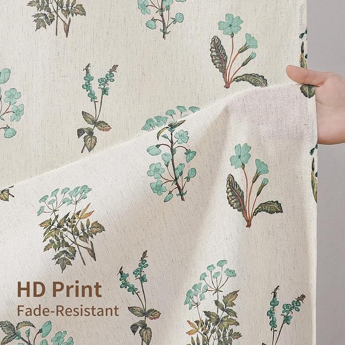 Colorful Star Farmhouse Floral Linen Shower Curtain, Vintage Boho Shower Curtain for Bathroom, French Country Pattern Waterproof Bathroom Curtains, 72" W x 72" L