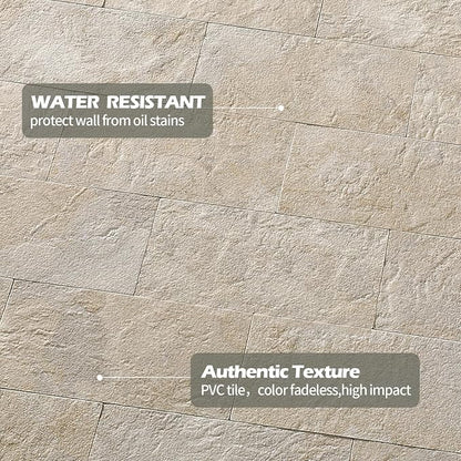 Yipscazo 2026 New Upgrade Peel and Stick backsplash 3 x 6 Inches, Backsplash Tile Peel and Stick Tile for Kitchen, Bathroom, Laundry Room, Fireplace(Beige Ecru Stone, 100 Pieces)