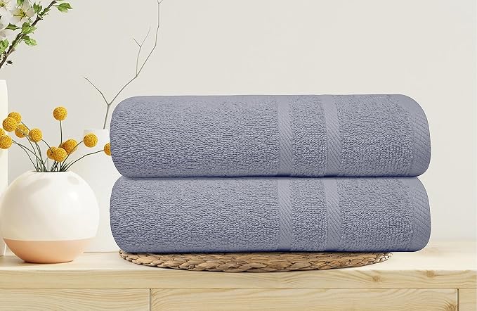 Looperry 6 Pack Small Bath Towel Set - 100% Cotton 23x46 Shower Towels in 450 GSM. Lightweight & Absorbent Quick Dry Gym Towel for Showering, Pet Drying, Spas & Salons. Terry Ringspun Towels (Grey)