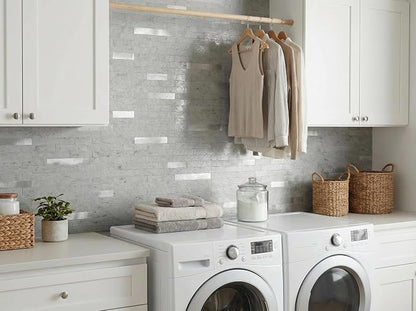 Yipscazo Peel and Stick Stone Metal Backsplash, PVC Wall Tiles Stick on Tiles for Backsplash Kitchen (Gray Stone, 40 Packs)